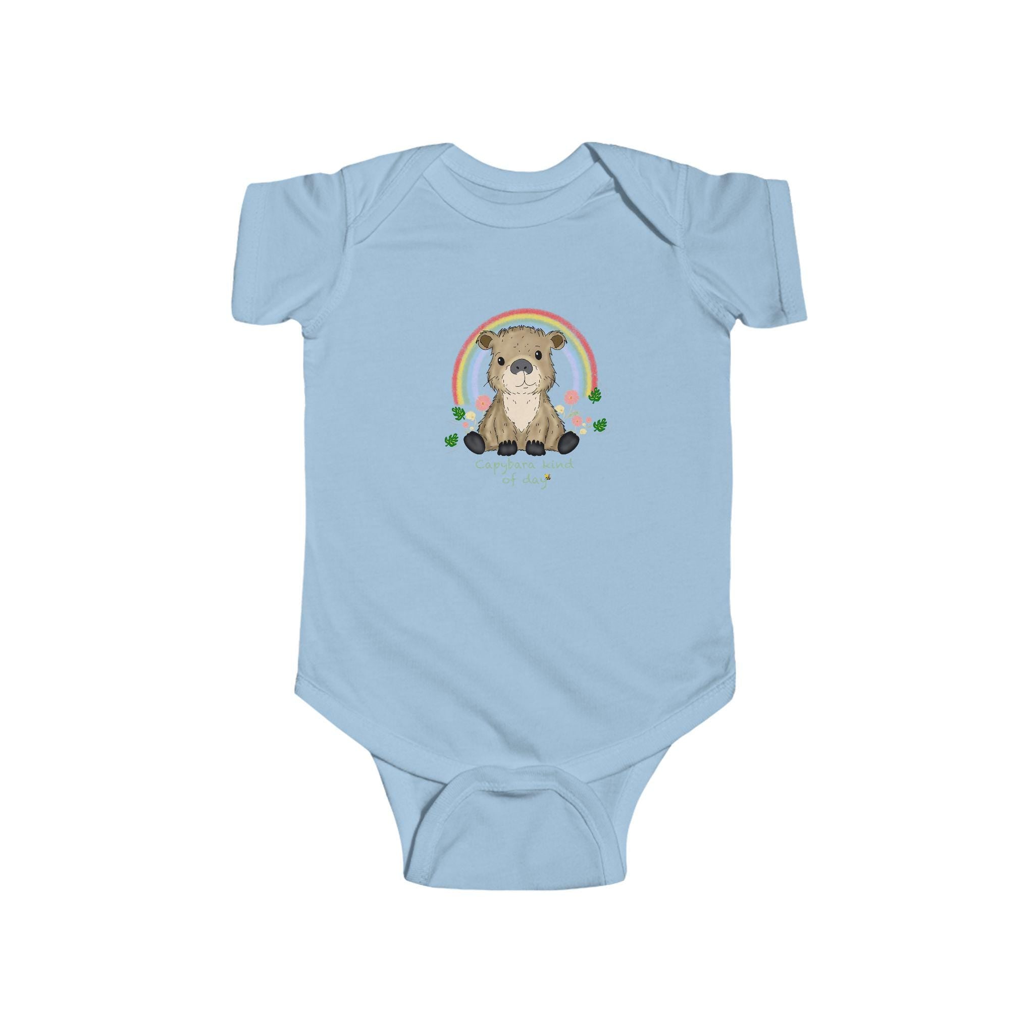 Capybara Baby Bodysuit, Rainbow Animal Outfit, Soft Cotton Infant Wear