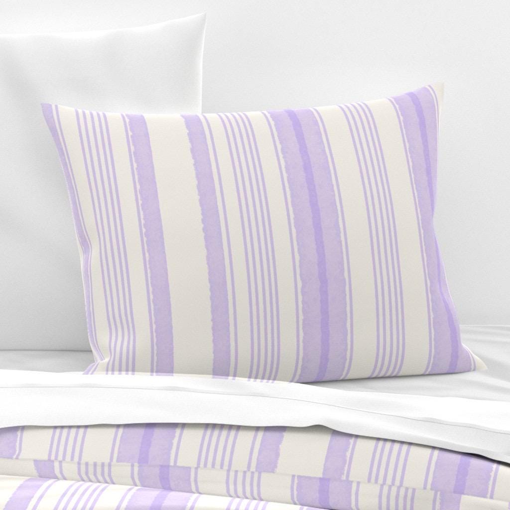 Lavender Watercolor Stripe Fabric, Hand Painted Cottagecore Nursery Textiles