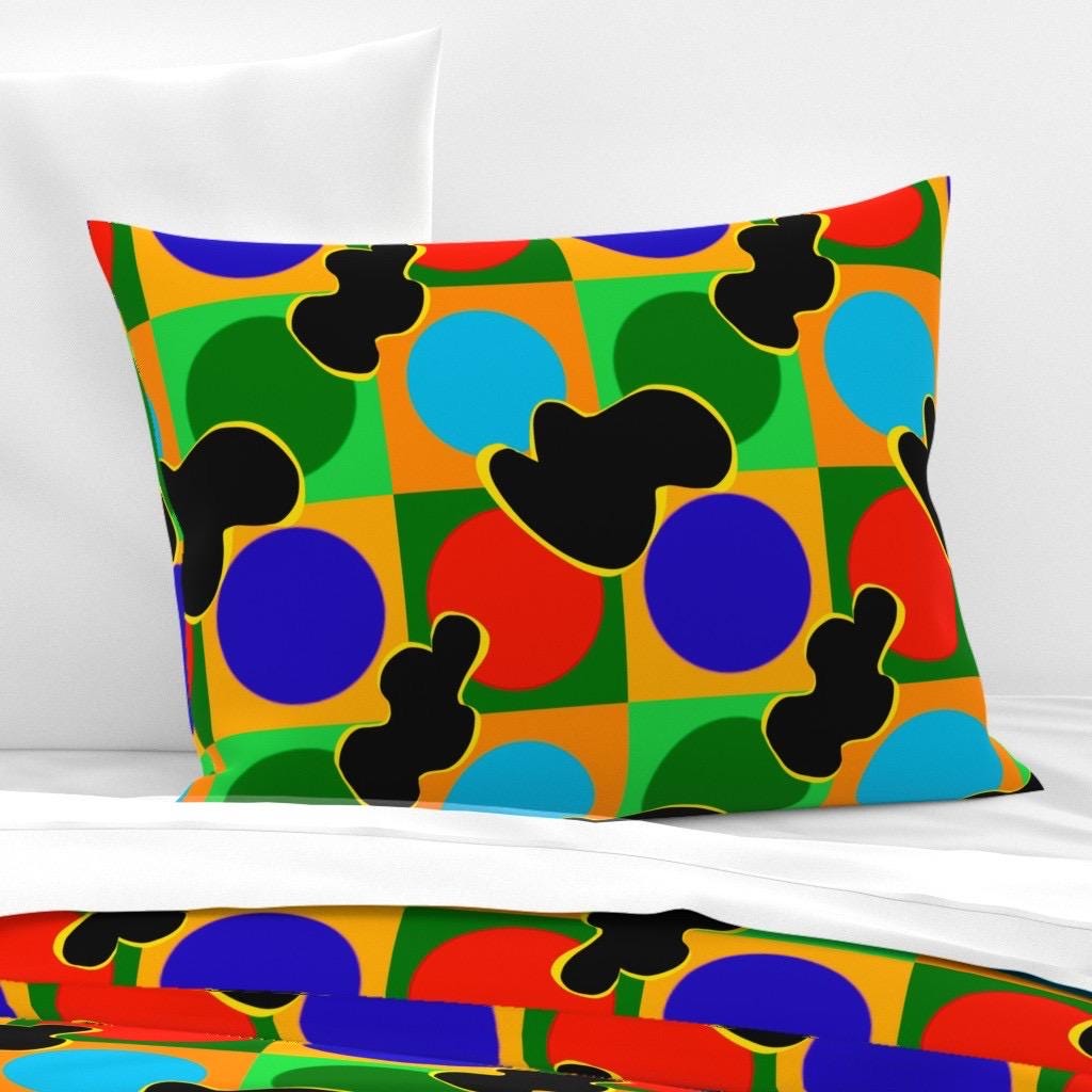 Retro Abstract Geometric Fabric by the Yard, Colorful Mod Circle Pattern Fabric, Bold Pop Art Shapes, Mid Century Modern Fabric for Quilting