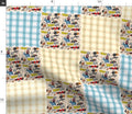 Retro Race Car Patchwork Fabric, Quilting, Apparel, Home Decor, fabric by the yard.