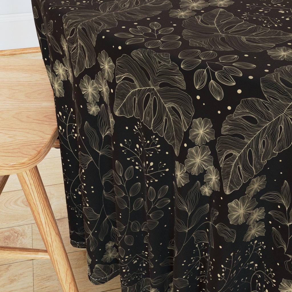 Dark Floral Damask Fabric, Cotton or Satin, Quilting Apparel Home Decor Prints