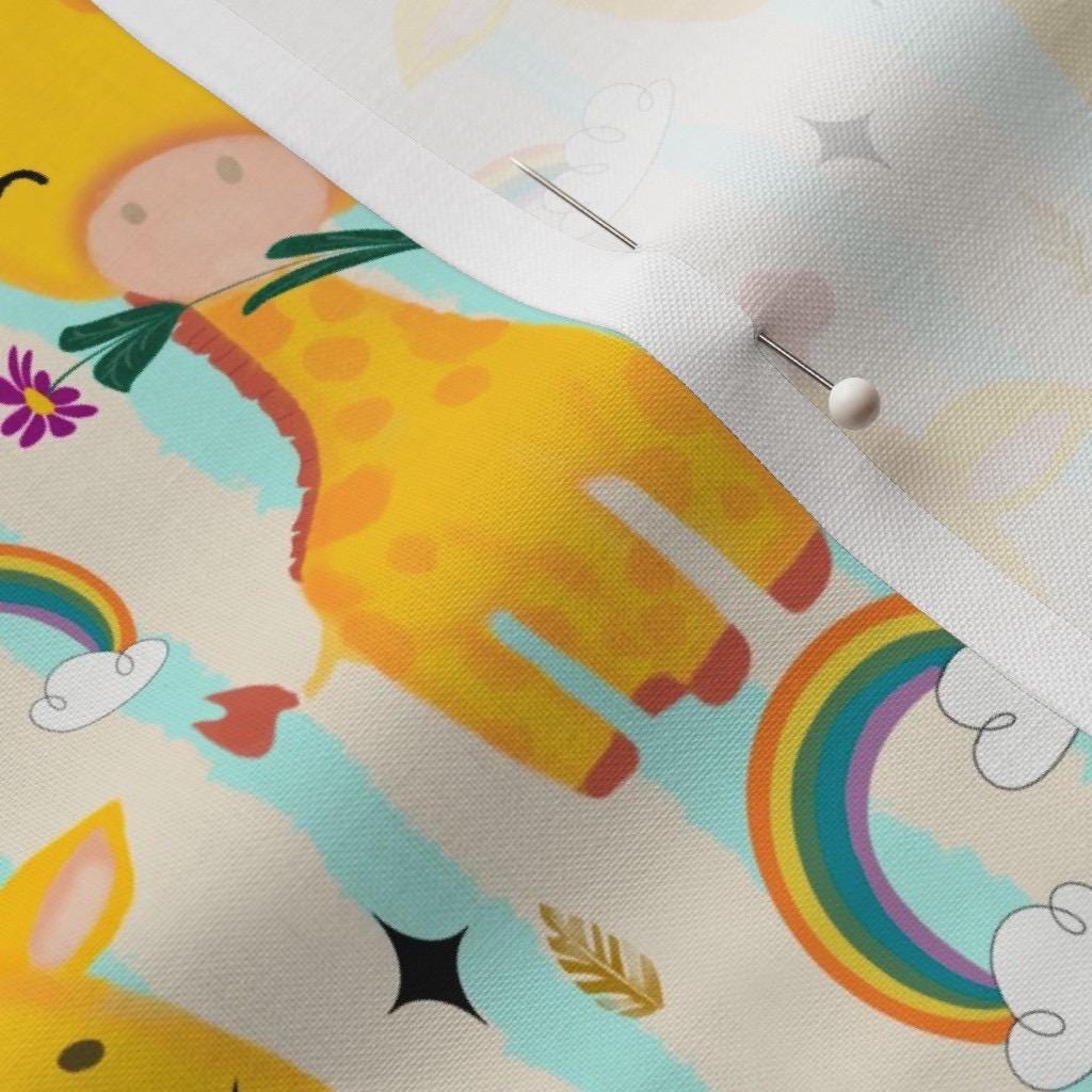 Giraffe Rainbow Seamless Pattern, Safari Nursery Fabric, Watercolor Baby Animals, fabric by the yard