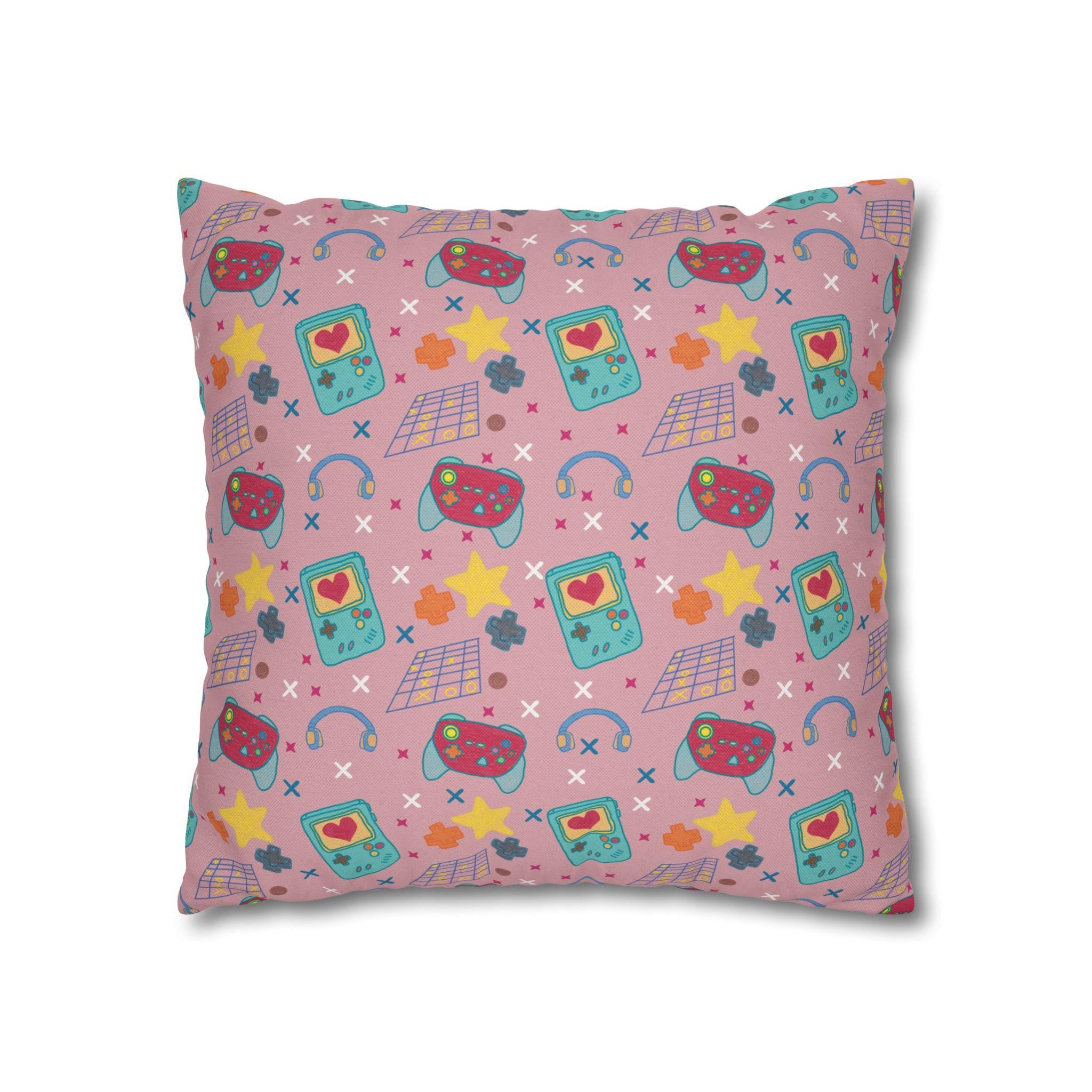 Kawaii Retro Tech Pattern Pillowcase | Square Throw Pillowcase