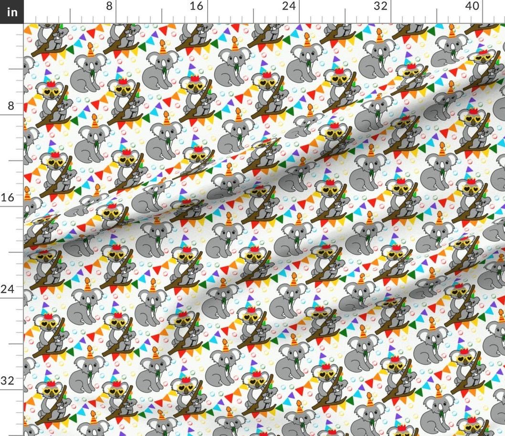 Party Koala Fabric by the Yard – Cute Koala Surface Pattern, Kids Fabric, Australia Animal Print, Celebration Fabric for Quilting & Craft
