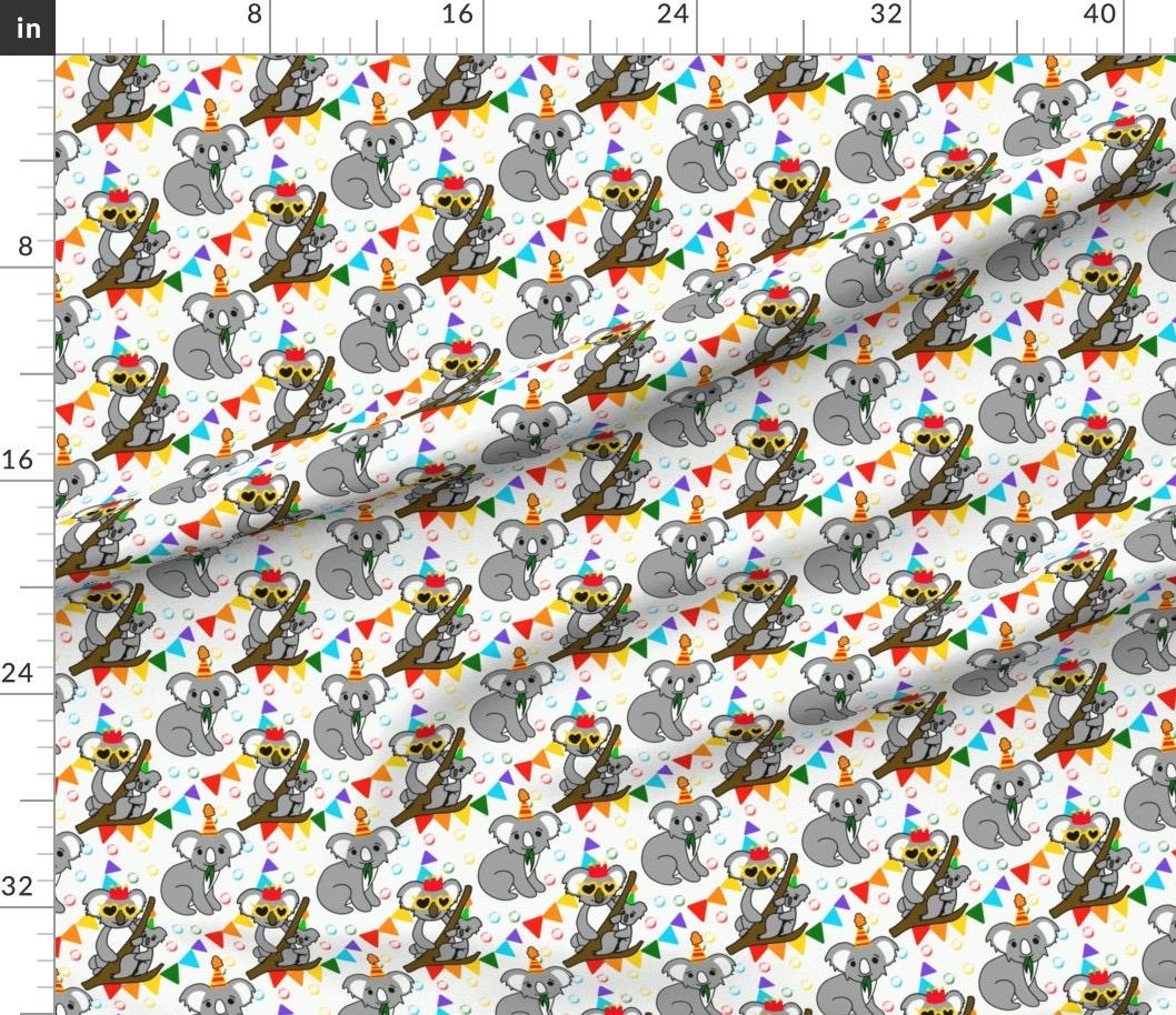 Party Koala Fabric by the Yard – Cute Koala Surface Pattern, Kids Fabric, Australia Animal Print, Celebration Fabric for Quilting & Craft