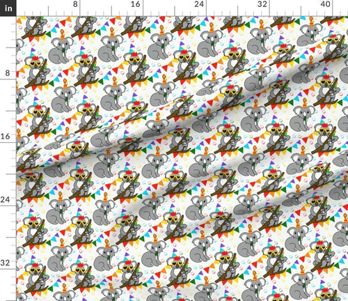Party Koala Fabric by the Yard – Cute Koala Surface Pattern, Kids Fabric, Australia Animal Print, Celebration Fabric for Quilting & Craft