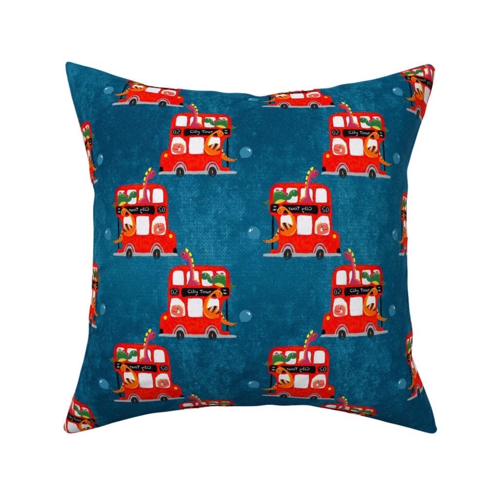 Dinosaur London Bus Fabric by the Yard | Kids Novelty Cotton Print