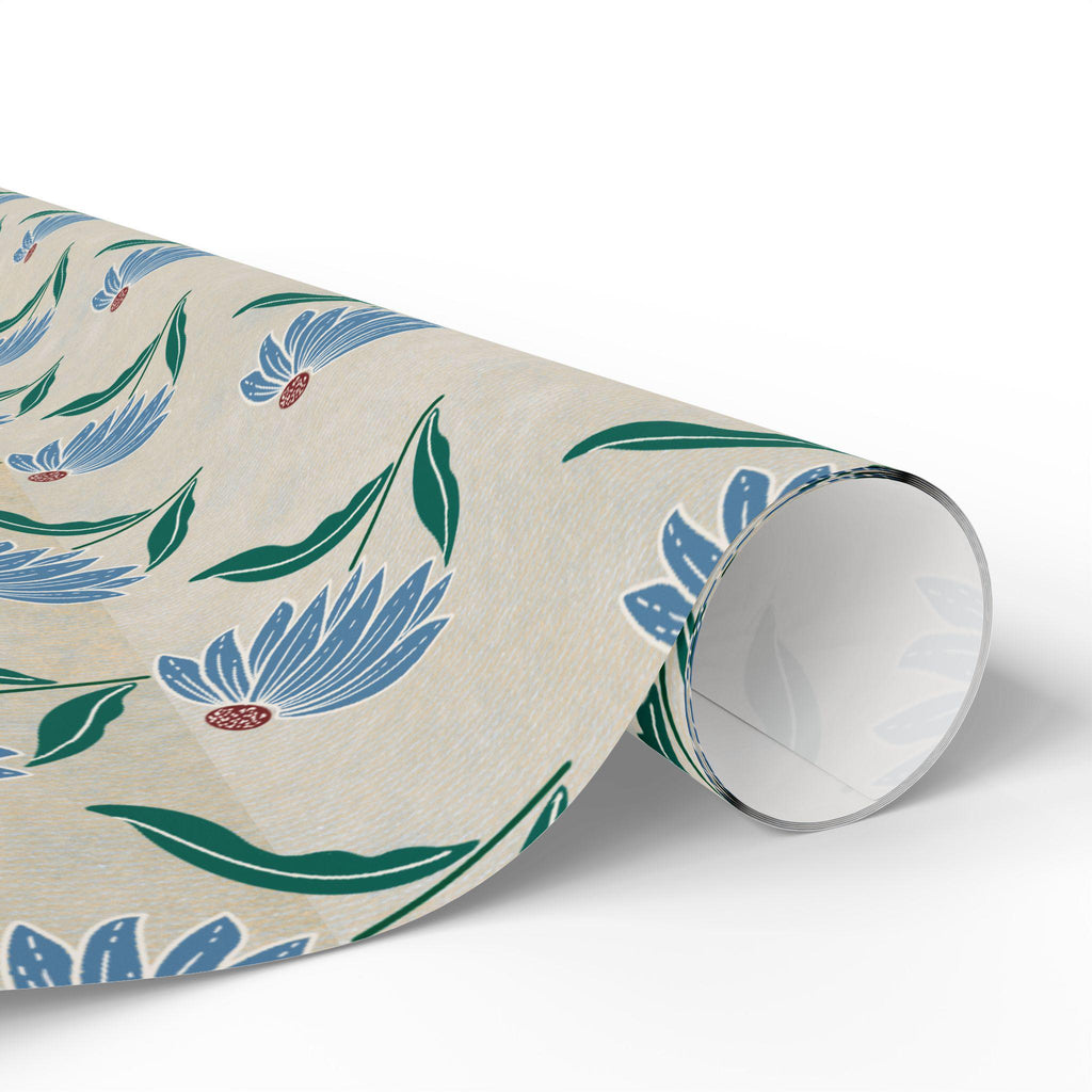 Blue Floral Pattern Wrapping Paper | Botanical Gift Wrap Roll