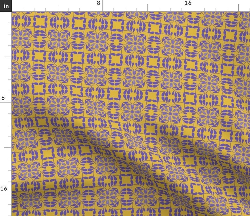 Mediterranean Bloom Print Fabric, Quilting Cotton or Satin, By Yard