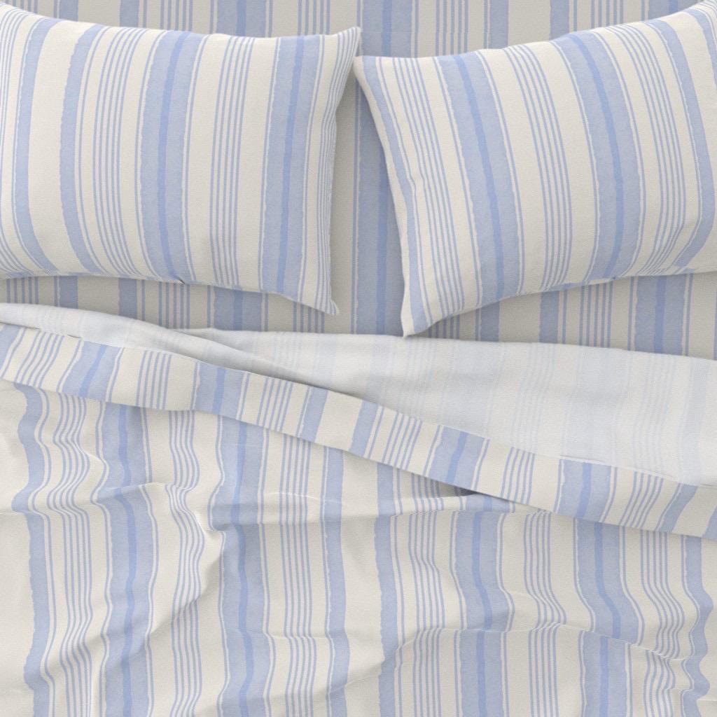 Watercolor Cabana Stripe Fabric, Coastal Blue, Nautical Nursery Textile