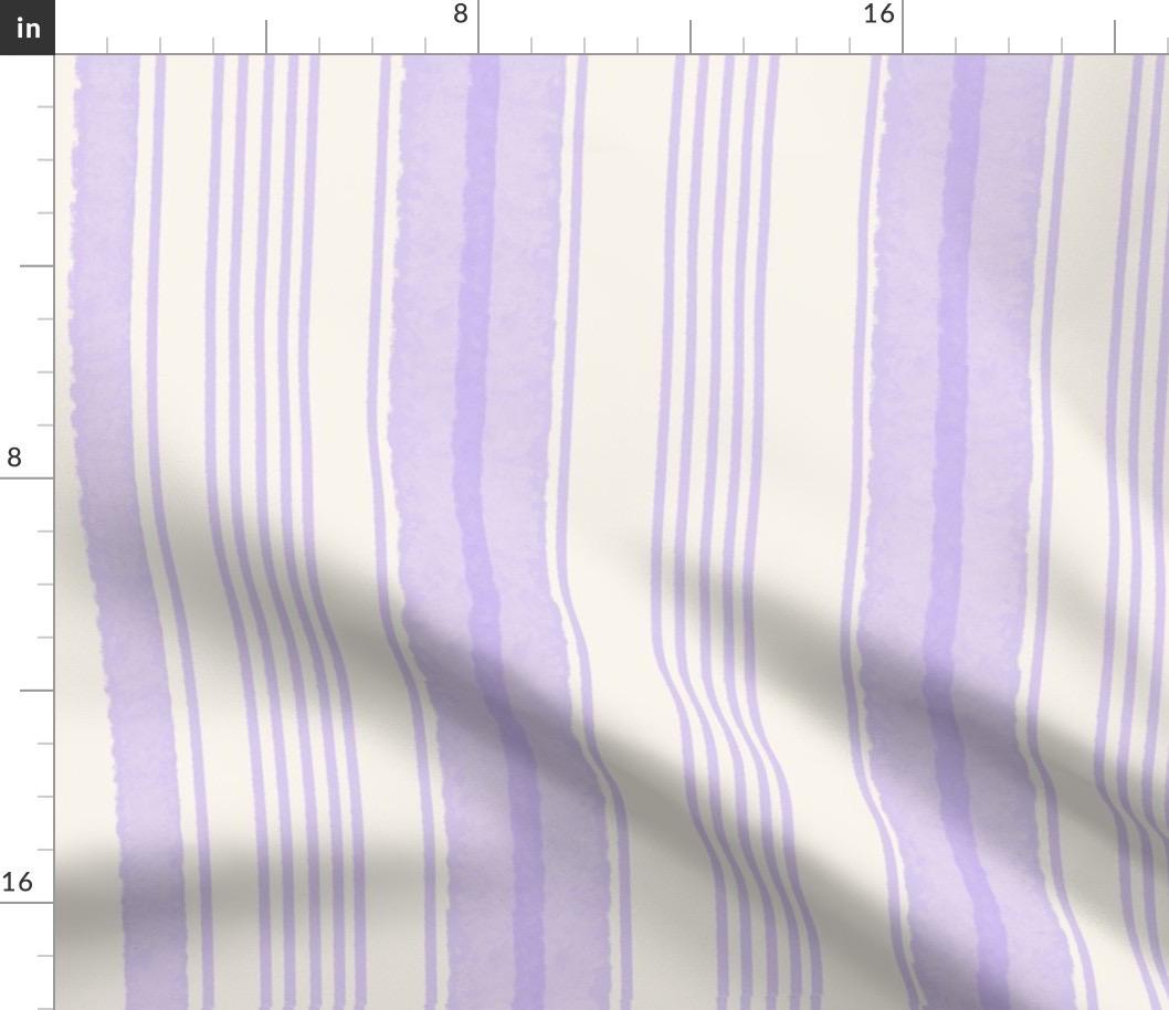Lavender Watercolor Stripe Fabric, Hand Painted Cottagecore Nursery Textiles