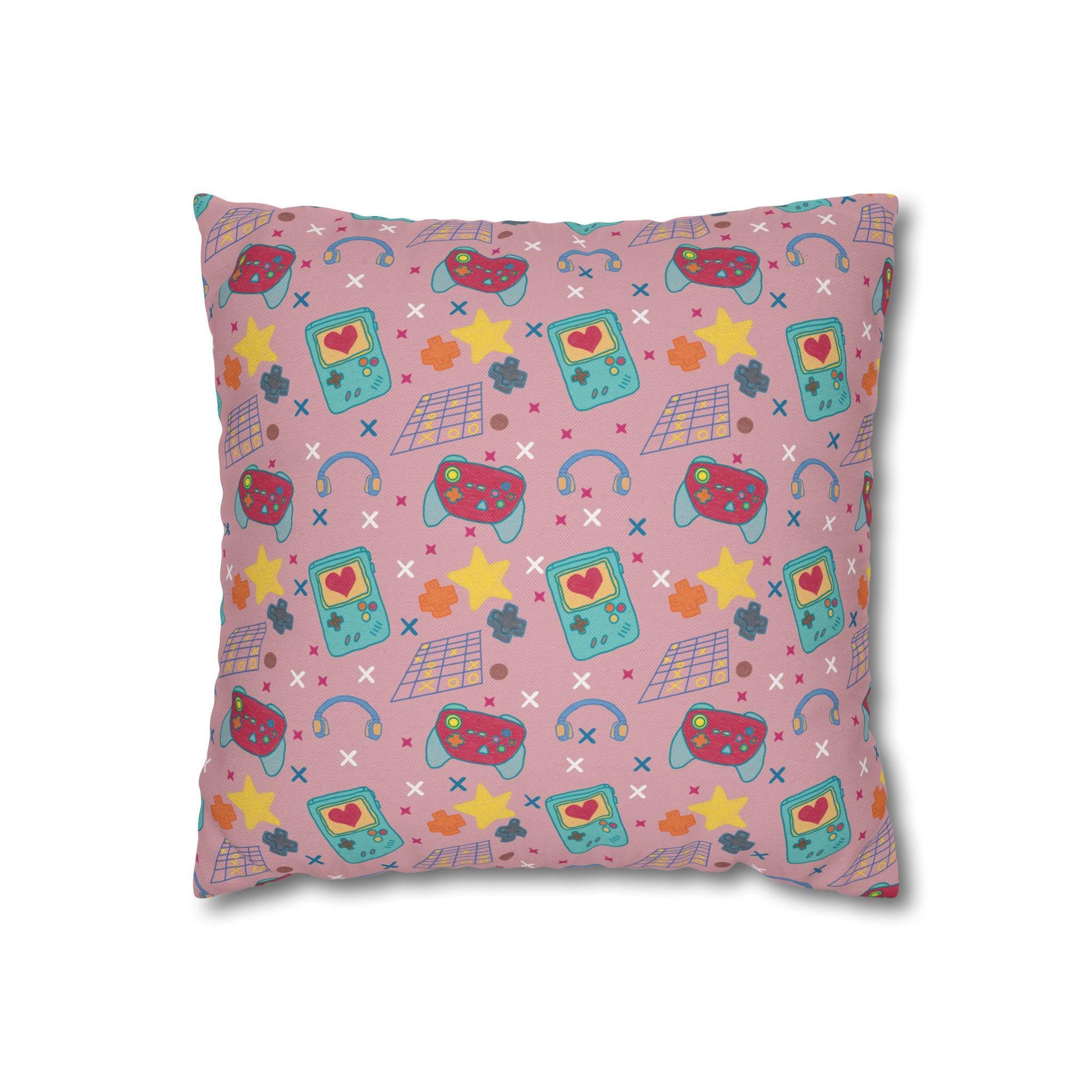 Kawaii Retro Tech Pattern Pillowcase | Square Throw Pillowcase