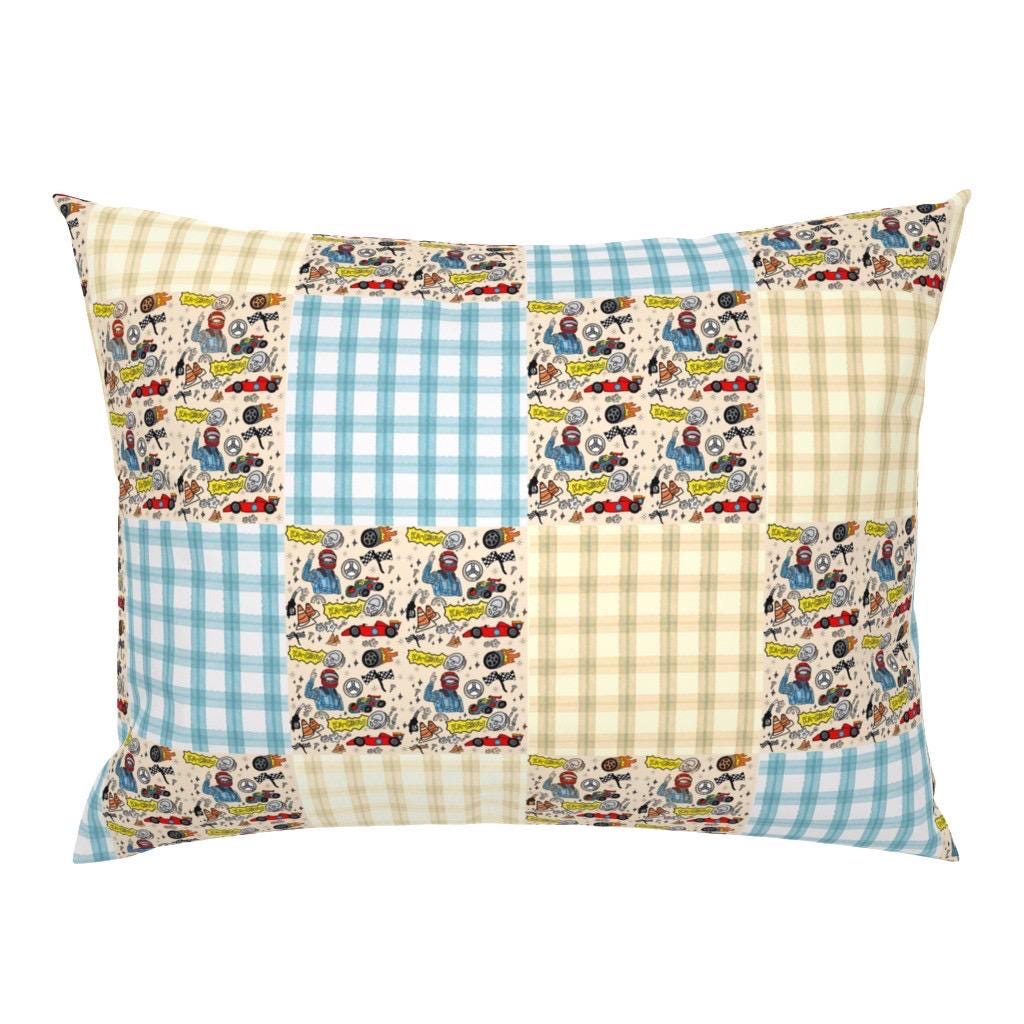 Retro Race Car Patchwork Fabric, Quilting, Apparel, Home Decor, fabric by the yard.