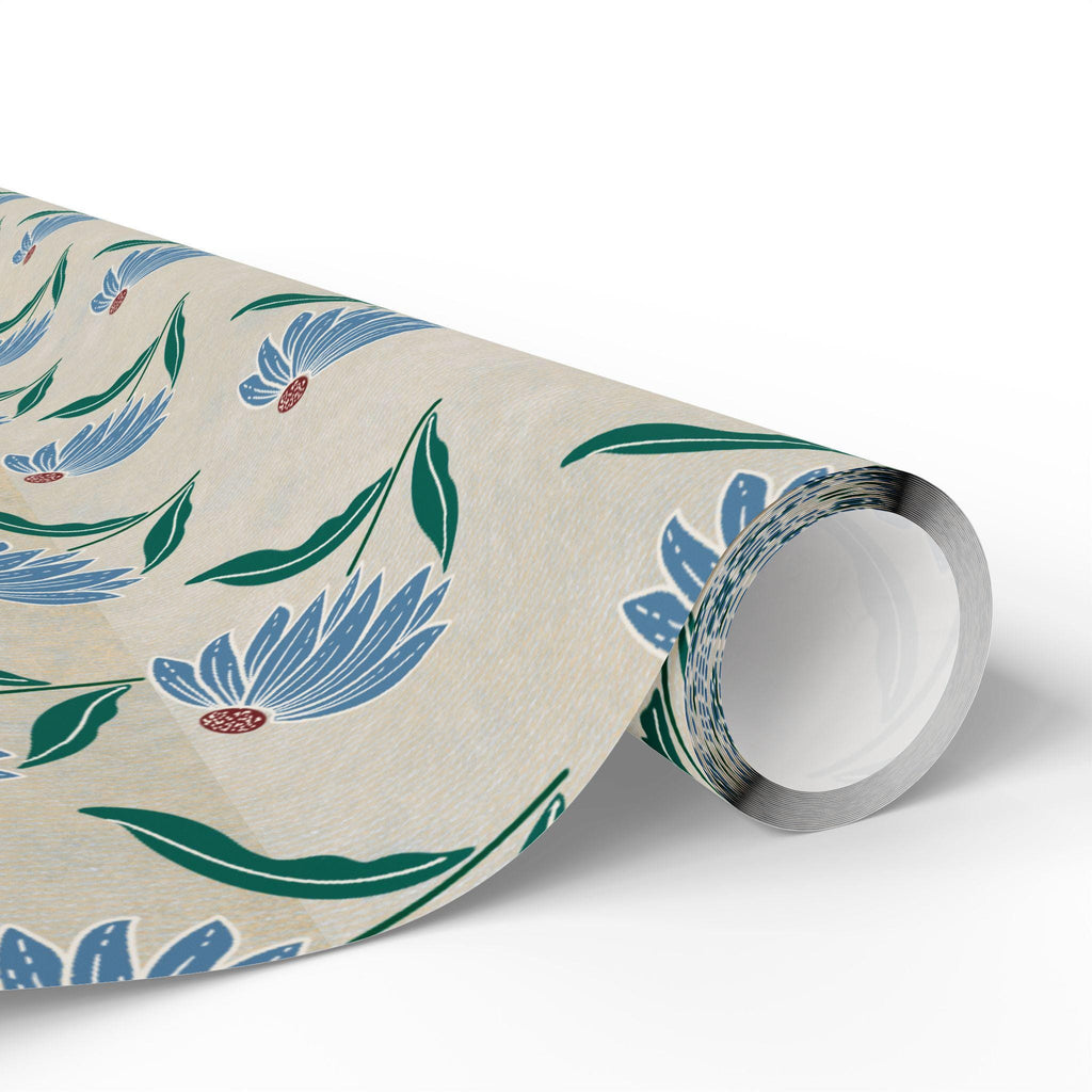 Blue Floral Pattern Wrapping Paper | Botanical Gift Wrap Roll