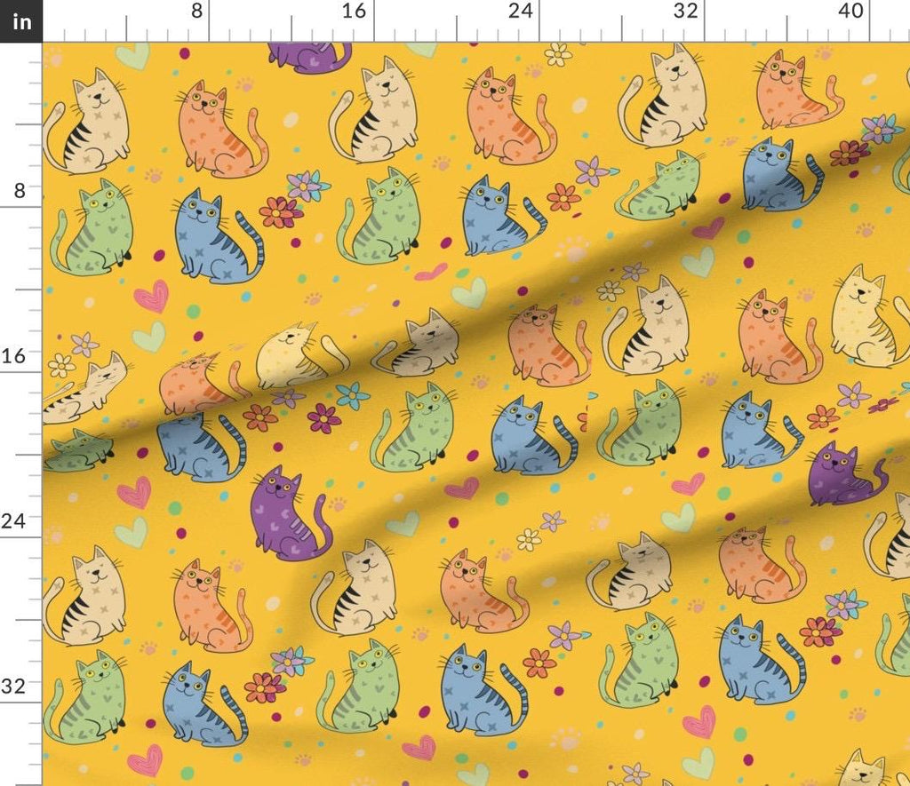 Cat Lovers Fabric, Quilting, Apparel, Home Decor, Beginner-Friendly Quilting-Weight Cotton