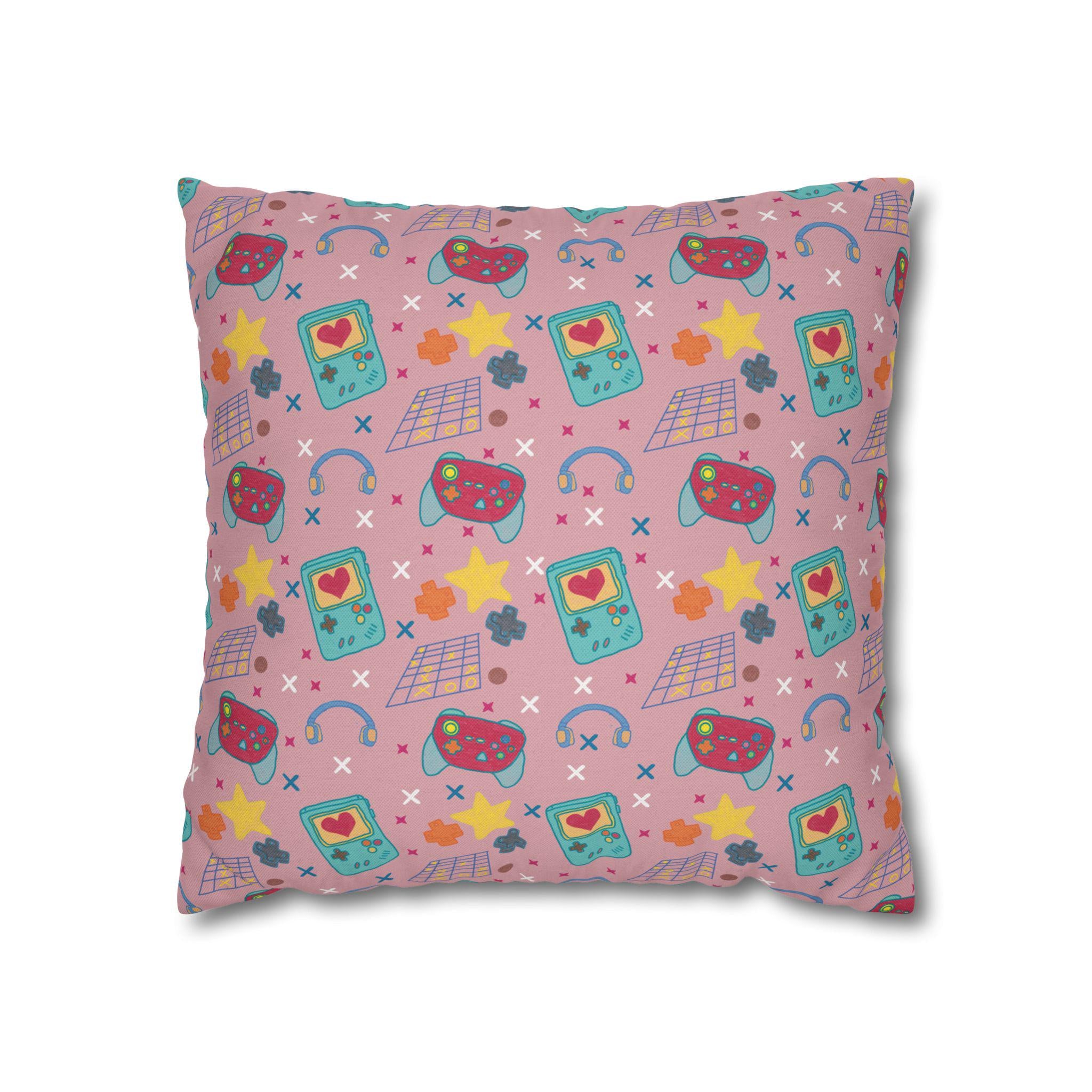 Kawaii Retro Tech Pattern Pillowcase | Square Throw Pillowcase