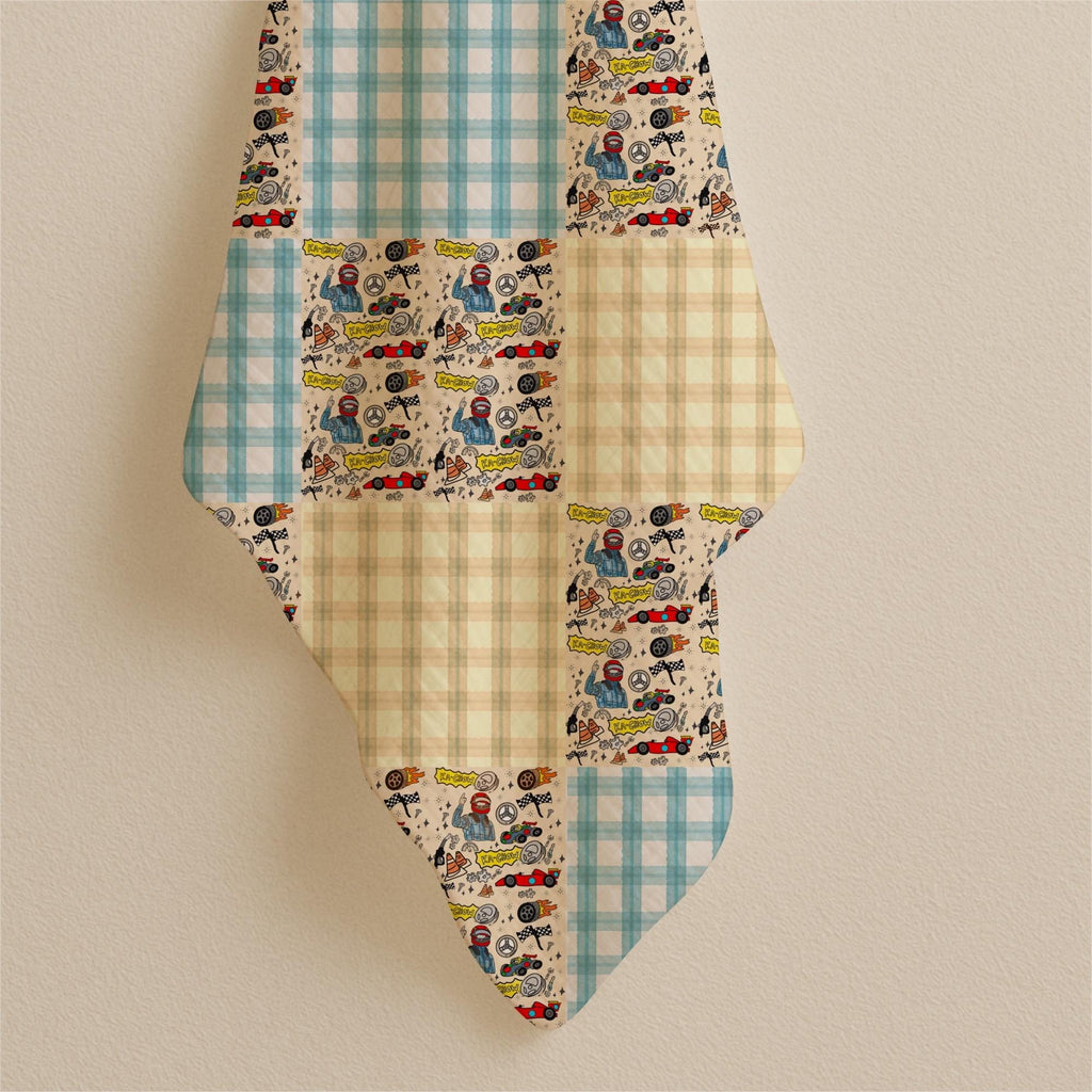 Retro Race Car Patchwork Fabric, Quilting, Apparel, Home Decor, fabric by the yard.