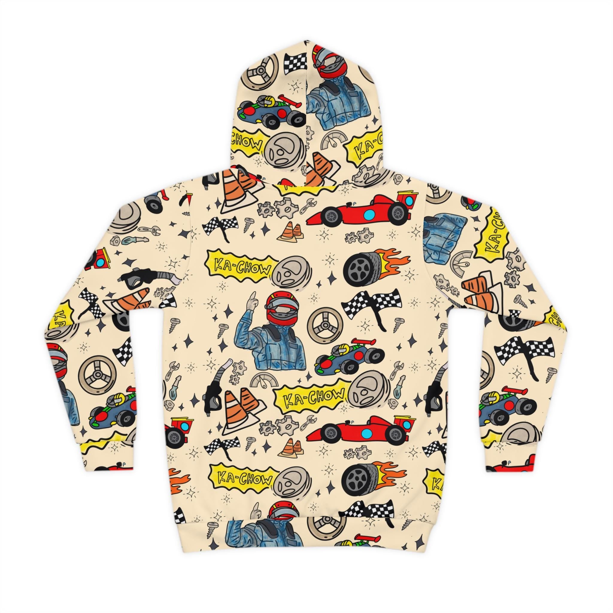 Kids Race Car Hoodie | All Over Print Racetrack Pullover | Birthday Gift
